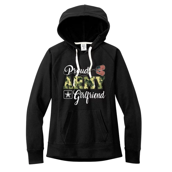 Army Girlfriend Camo Dog Tag Gift Women's Fleece Hoodie