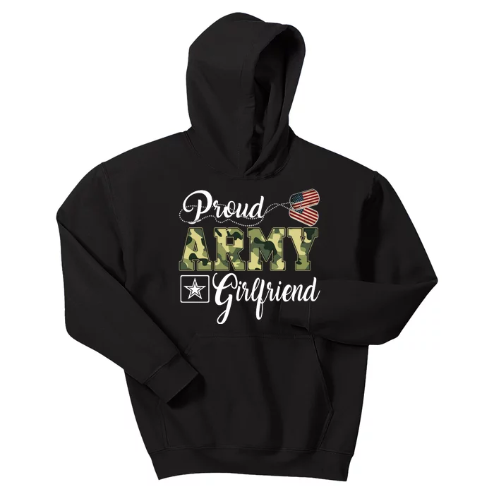 Army Girlfriend Camo Dog Tag Gift Kids Hoodie