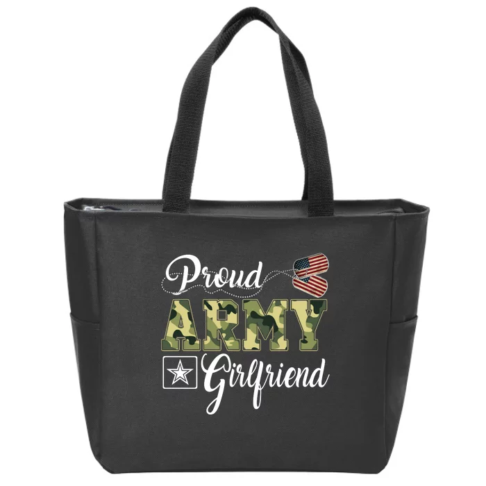 Army Girlfriend Camo Dog Tag Gift Zip Tote Bag