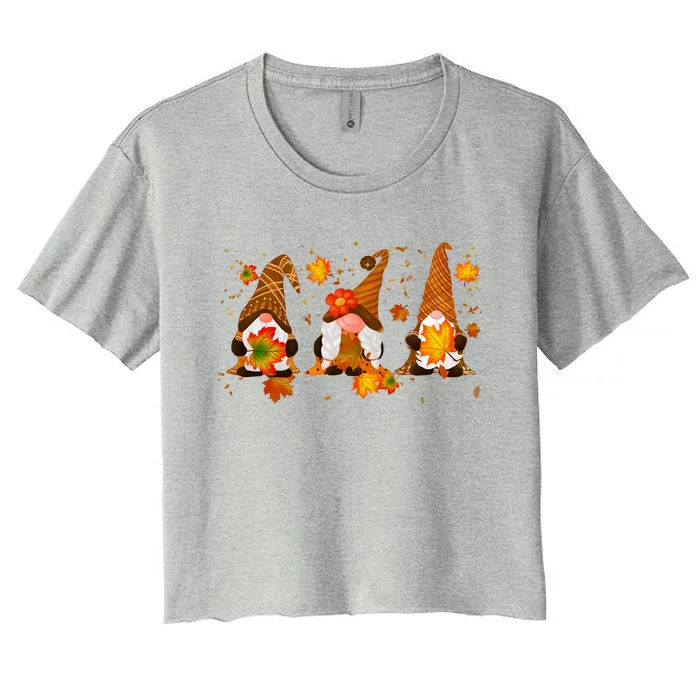 Autumn Gnome Cute Fall Lover Women's Crop Top Tee