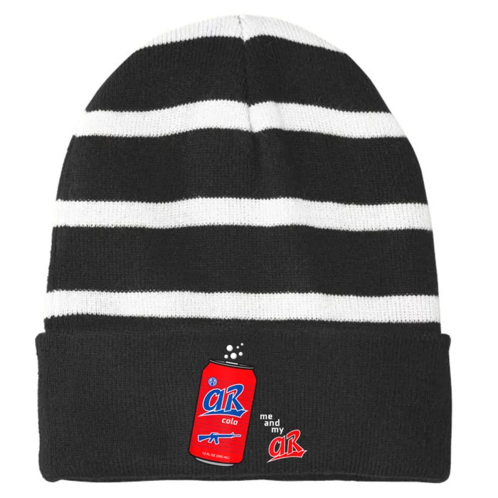 AR15 Gun Cola Parody Soda Striped Beanie with Solid Band