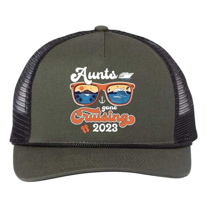 Aunts Gone Cruising Family Cruise Squad Vacation Quote Gift Retro Rope Trucker Hat Cap