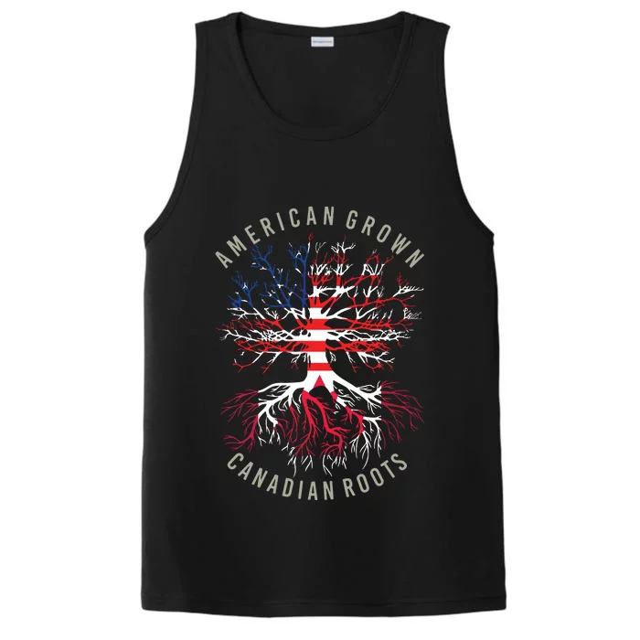 American Grown Canadian Roots USA Canada Flag Heritage Performance Tank