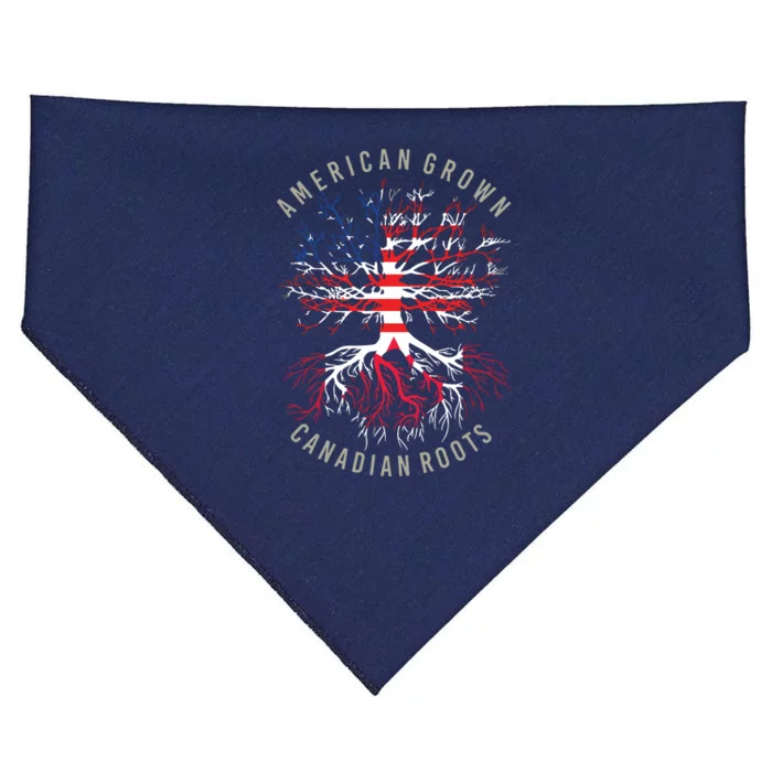 American Grown Canadian Roots USA Canada Flag Heritage USA-Made Doggie Bandana