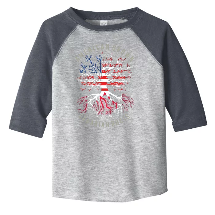 American Grown Canadian Roots USA Canada Flag Heritage Toddler Fine Jersey T-Shirt