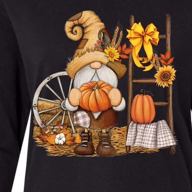 Autumn Gnome Cute Fall Season Womens Cotton Relaxed Long Sleeve T-Shirt