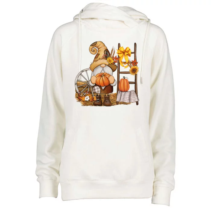 Autumn Gnome Cute Fall Season Womens Funnel Neck Pullover Hood