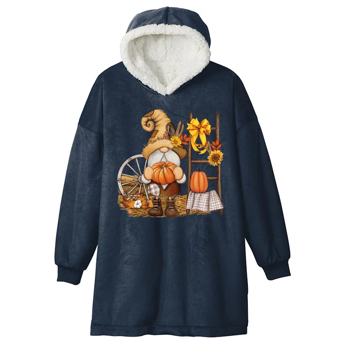 Autumn Gnome Cute Fall Season Hooded Wearable Blanket