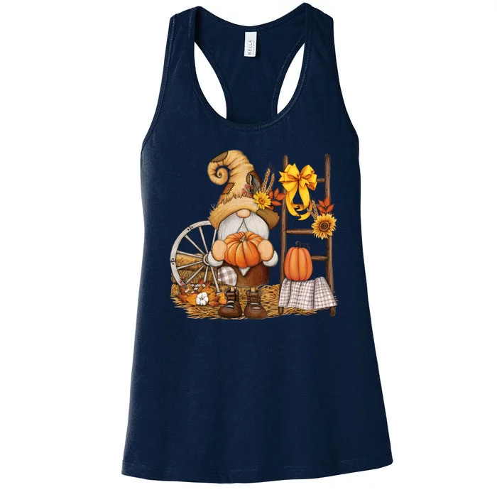 Autumn Gnome Cute Fall Season Women's Racerback Tank