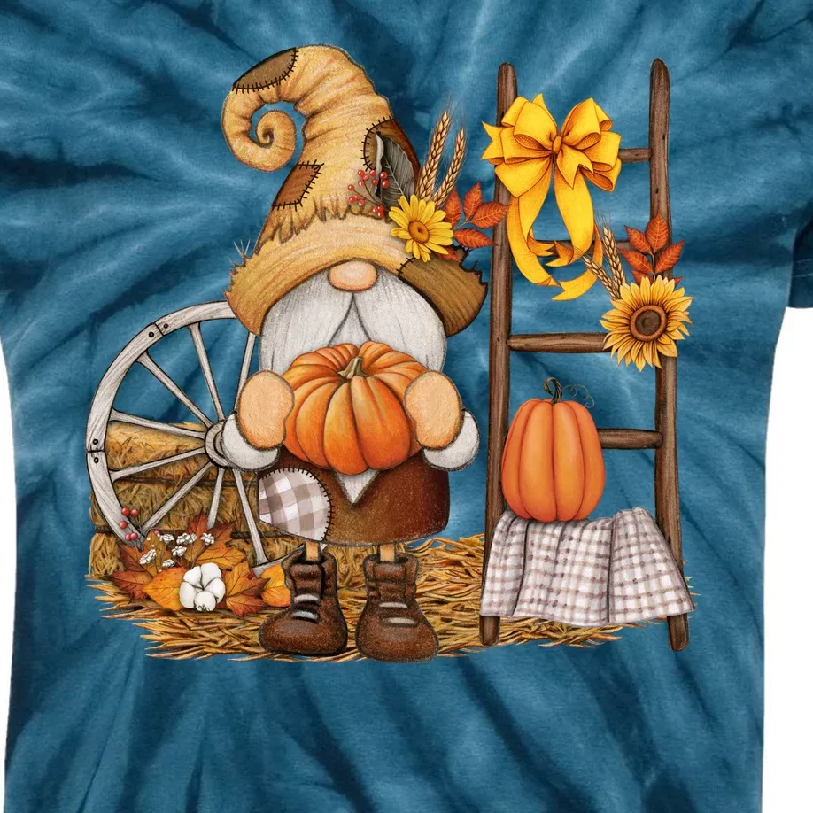 Autumn Gnome Cute Fall Season Kids Tie-Dye T-Shirt