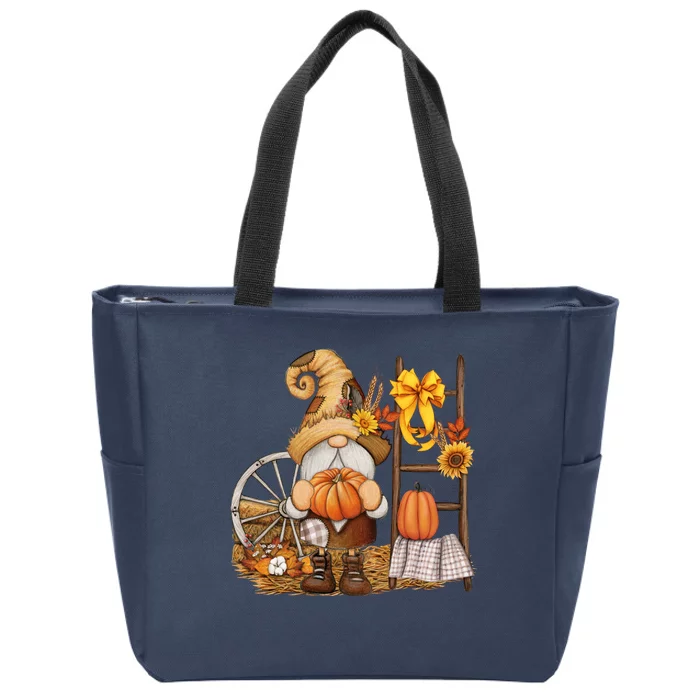 Autumn Gnome Cute Fall Season Zip Tote Bag