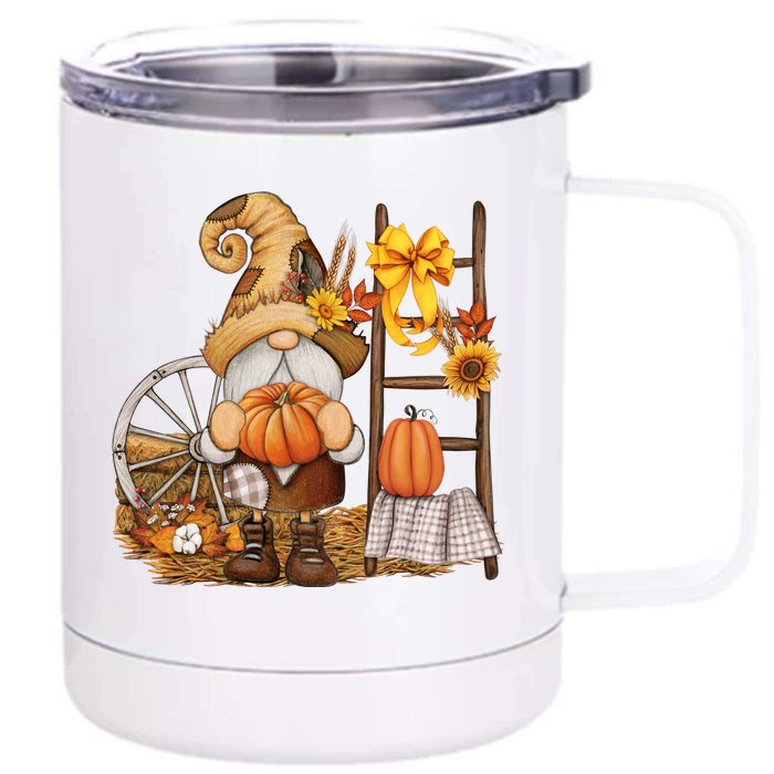 Autumn Gnome Cute Fall Season Front & Back 12oz Stainless Steel Tumbler Cup