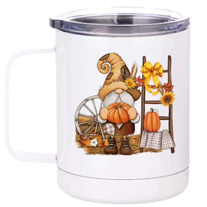 Autumn Gnome Cute Fall Season Front & Back 12oz Stainless Steel Tumbler Cup