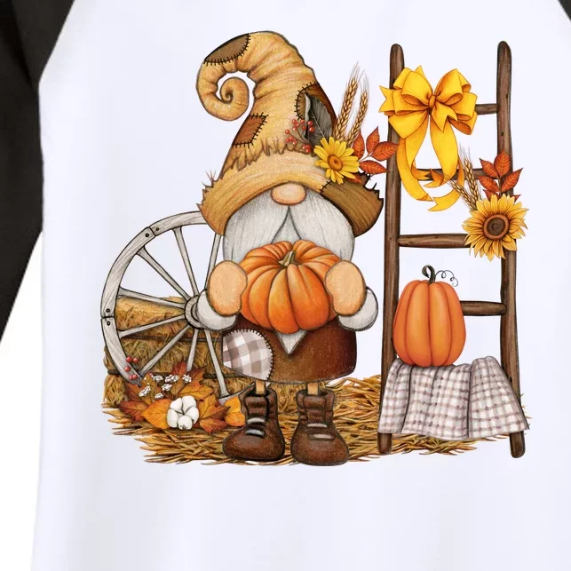 Autumn Gnome Cute Fall Season Women's Tri-Blend 3/4-Sleeve Raglan Shirt