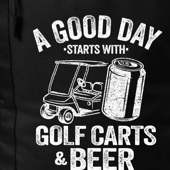 A Good Day Starts With Golf Carts And Beer Funny Golfing Daily Commute Backpack