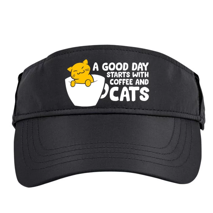 A Good Day Starts With Coffee And Cats Adult Drive Performance Visor