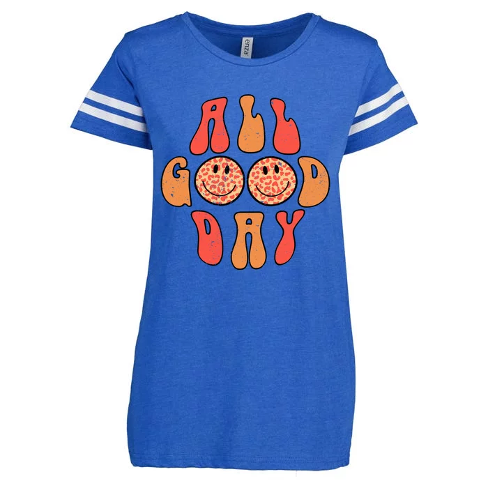 All Good Day Positive Slogan Happy Emoticon Motivational Quote Enza Ladies Jersey Football T-Shirt