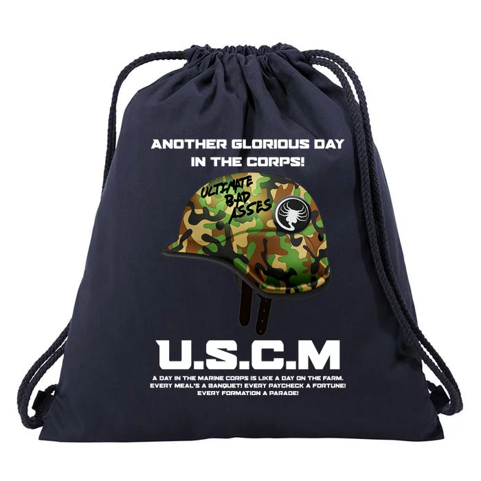 Another Glorious Day In The Corps USCM Ultimate Bad Asses Drawstring Bag