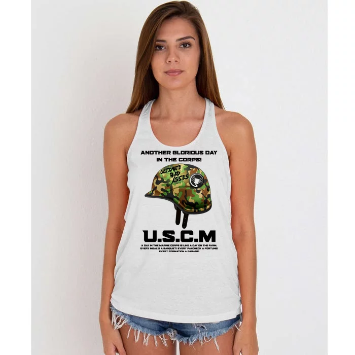 Another Glorious Day In The Corps USCM Ultimate Bad Asses Women's Knotted Racerback Tank