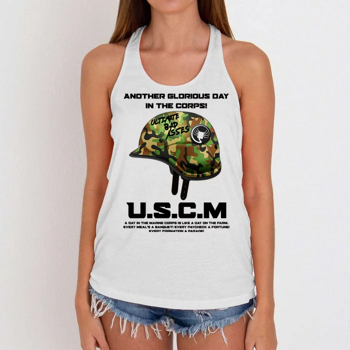 Another Glorious Day In The Corps USCM Ultimate Bad Asses Women's Knotted Racerback Tank