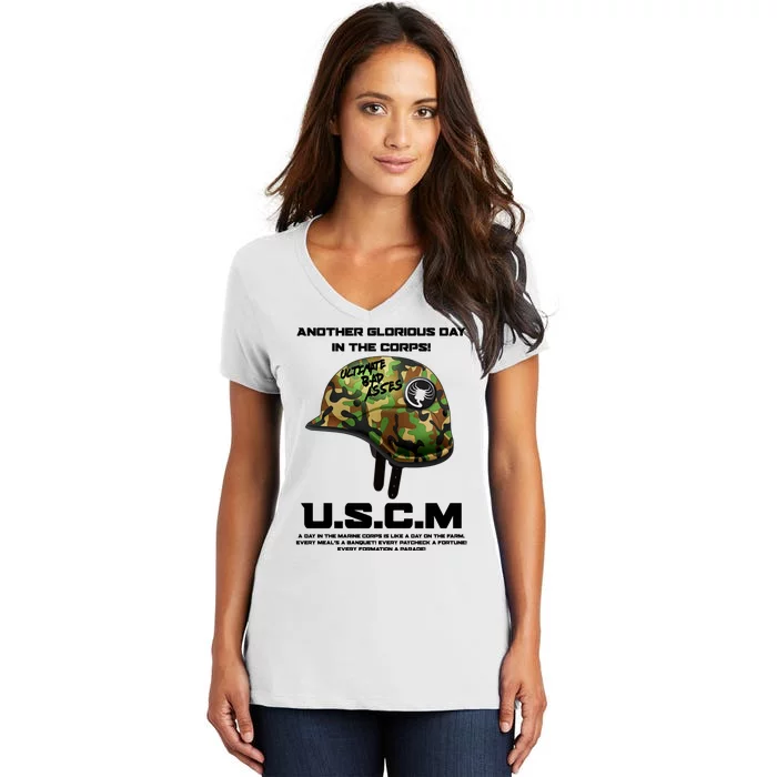 Another Glorious Day In The Corps USCM Ultimate Bad Asses Women's V-Neck T-Shirt