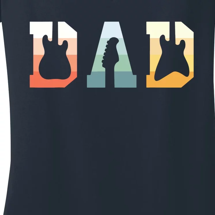 Acoustic Guitar Dad Guitarist Musical Instrument Musician Women's V-Neck T-Shirt