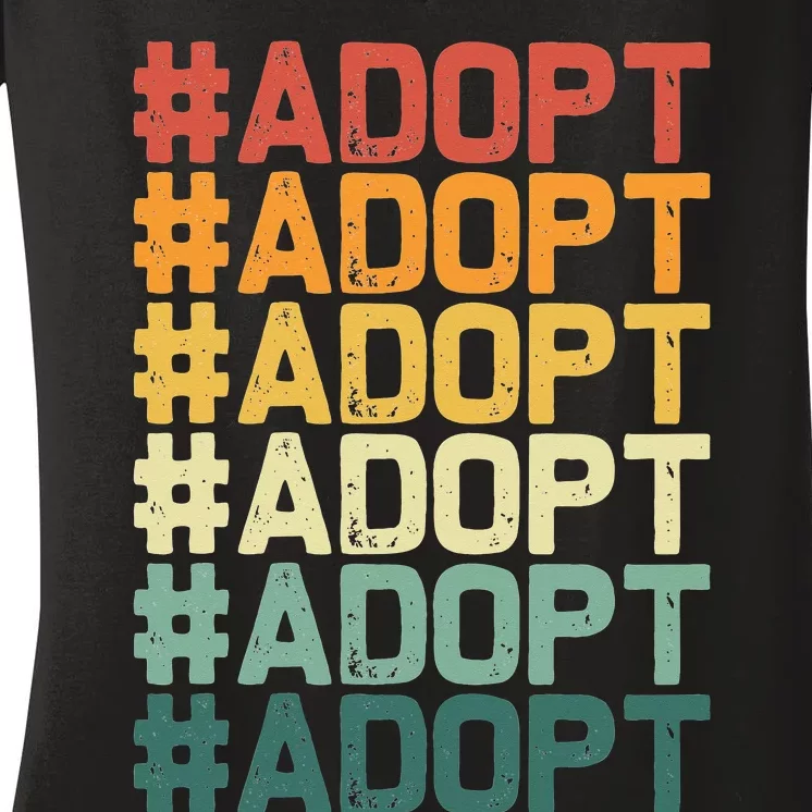 Adopt Graphic Dog Cat Animal Adoption Rescue Promotion Women's V-Neck T-Shirt