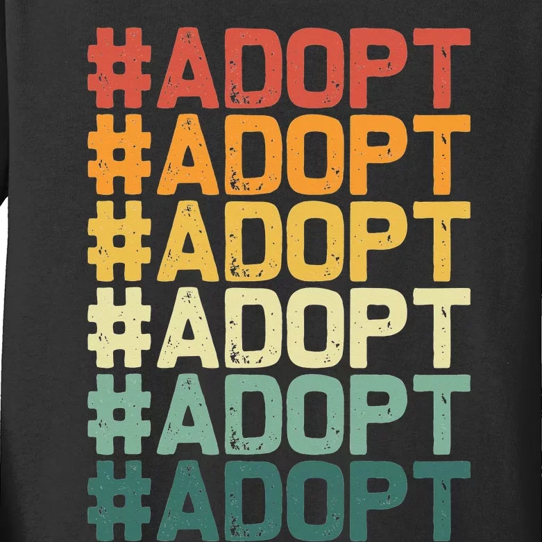 Adopt Graphic Dog Cat Animal Adoption Rescue Promotion Kids Long Sleeve Shirt