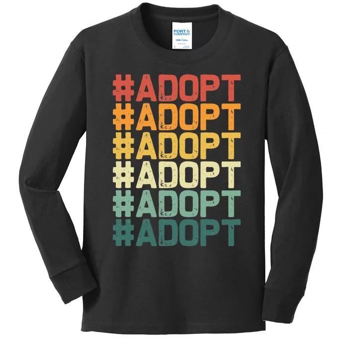 Adopt Graphic Dog Cat Animal Adoption Rescue Promotion Kids Long Sleeve Shirt