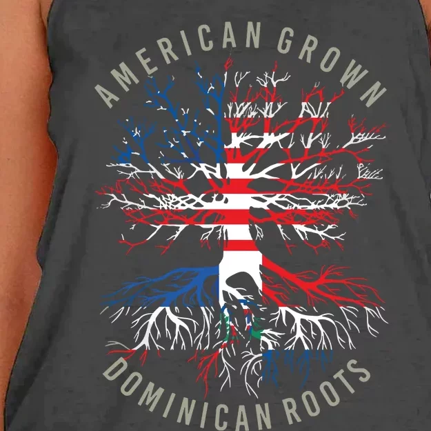 American Grown Dominican Roots Usa Republic Flag Heritage Women's Knotted Racerback Tank