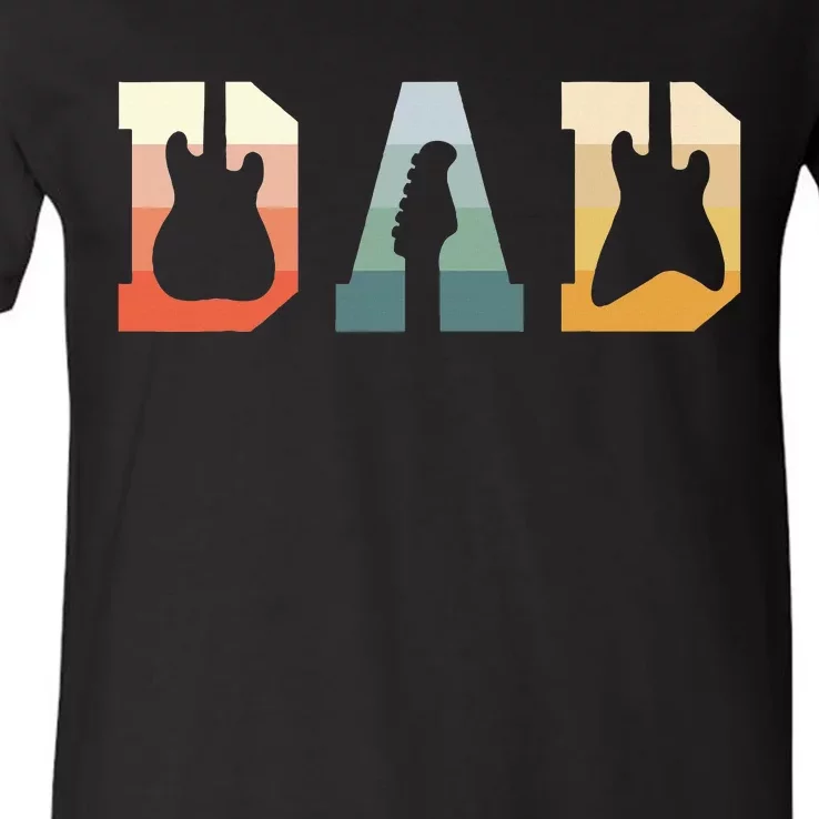 Acoustic Guitar Dad Guitarist Musical Instrument Musician V-Neck T-Shirt