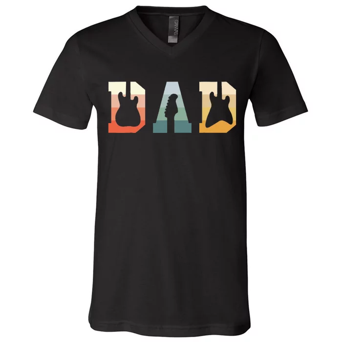 Acoustic Guitar Dad Guitarist Musical Instrument Musician V-Neck T-Shirt