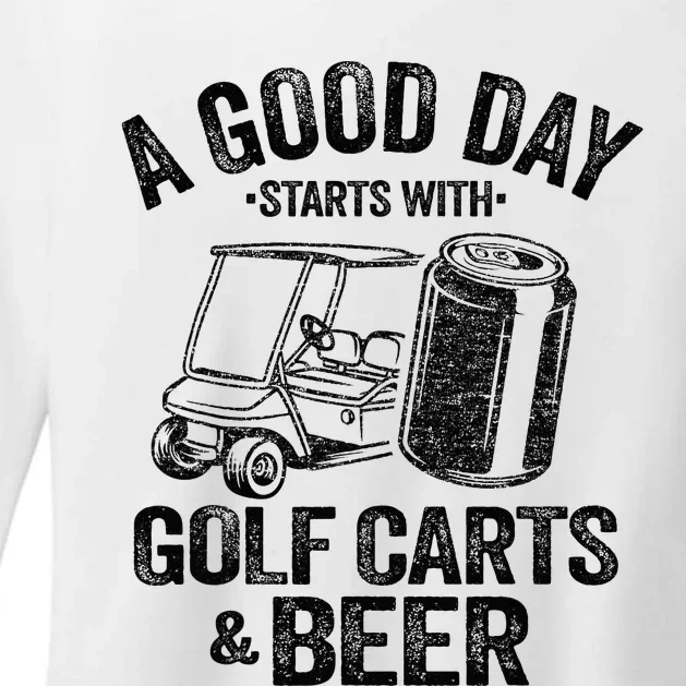 A Good Day Starts With Golf Carts And Beer Funny Golfing Womens CVC Long Sleeve Shirt