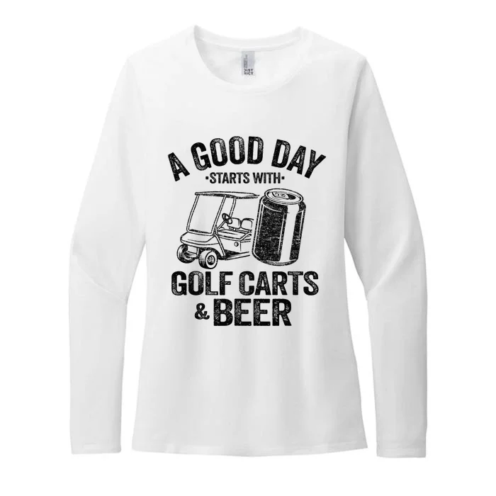 A Good Day Starts With Golf Carts And Beer Funny Golfing Womens CVC Long Sleeve Shirt