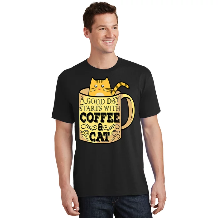 A Good Day Starts With Coffee And Cat Funny T-Shirt