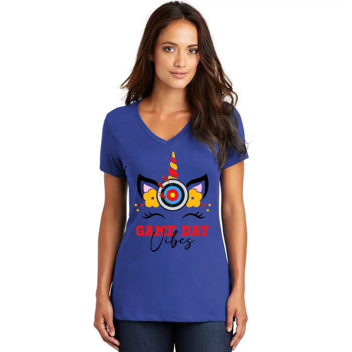 Archery Game Day Vibes Arrow Mom Sports Lover Mother's Day Funny Gift Women's V-Neck T-Shirt