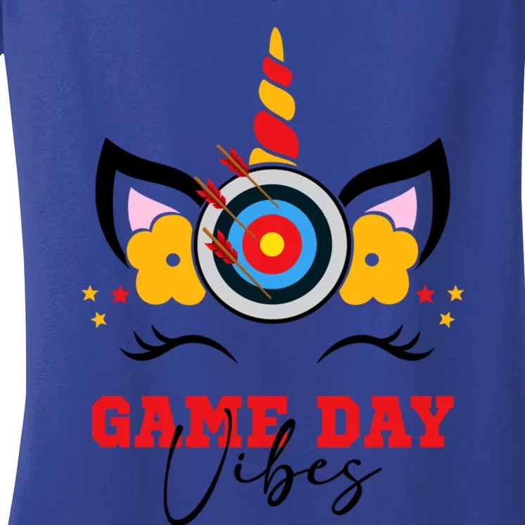 Archery Game Day Vibes Arrow Mom Sports Lover Mother's Day Funny Gift Women's V-Neck T-Shirt