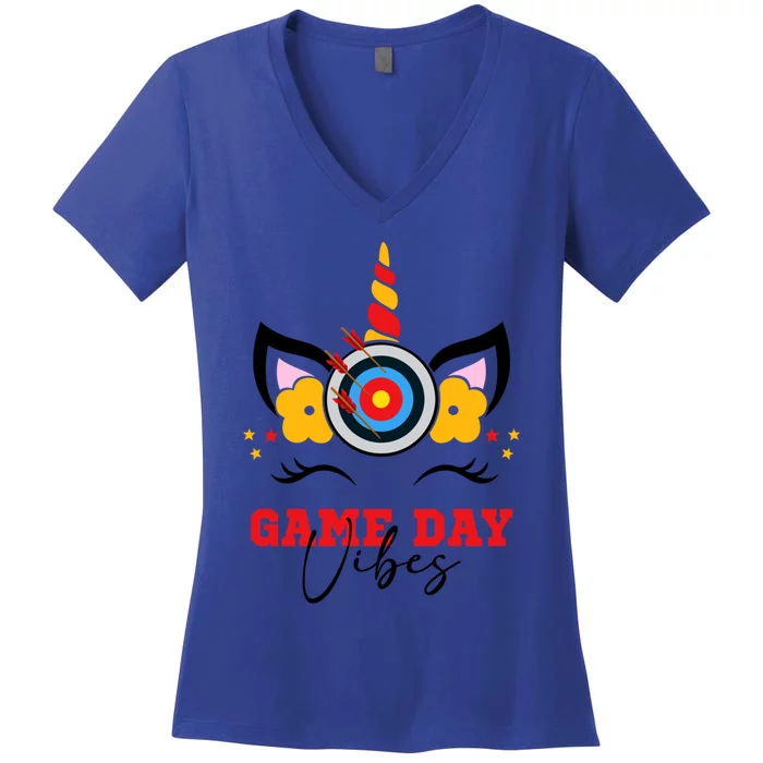 Archery Game Day Vibes Arrow Mom Sports Lover Mother's Day Funny Gift Women's V-Neck T-Shirt