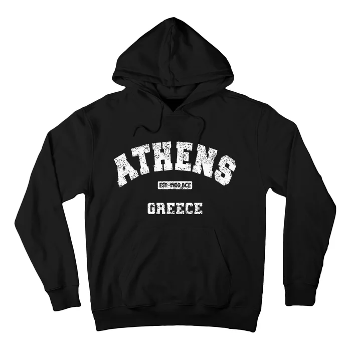 Athens Greece Est. 1400 Bce Athletic Style Distressed Hoodie