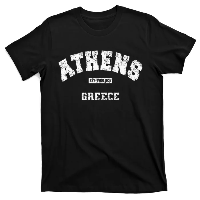 Athens Greece Est. 1400 Bce Athletic Style Distressed T-Shirt