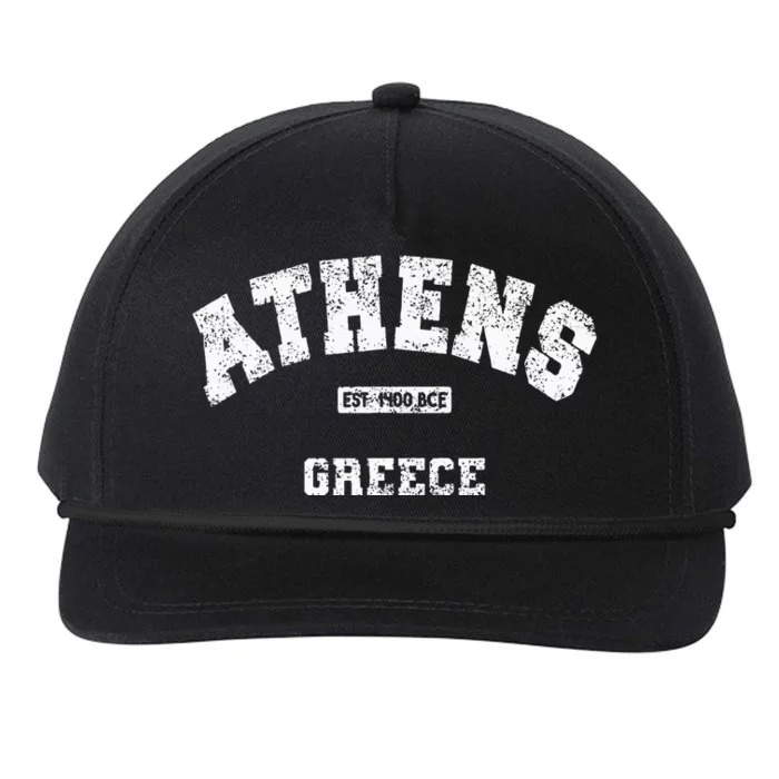 Athens Greece Est. 1400 Bce Athletic Style Distressed Snapback Five-Panel Rope Hat