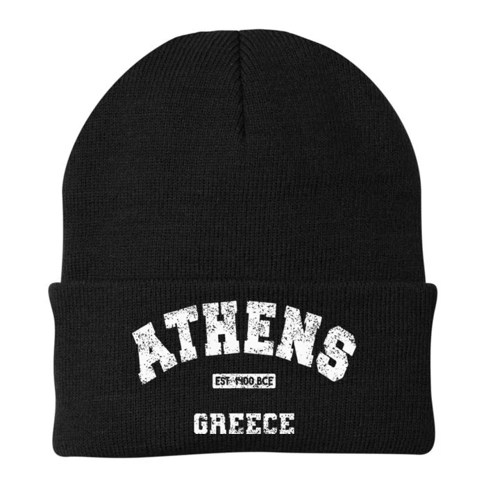 Athens Greece Est. 1400 Bce Athletic Style Distressed Knit Cap Winter Beanie