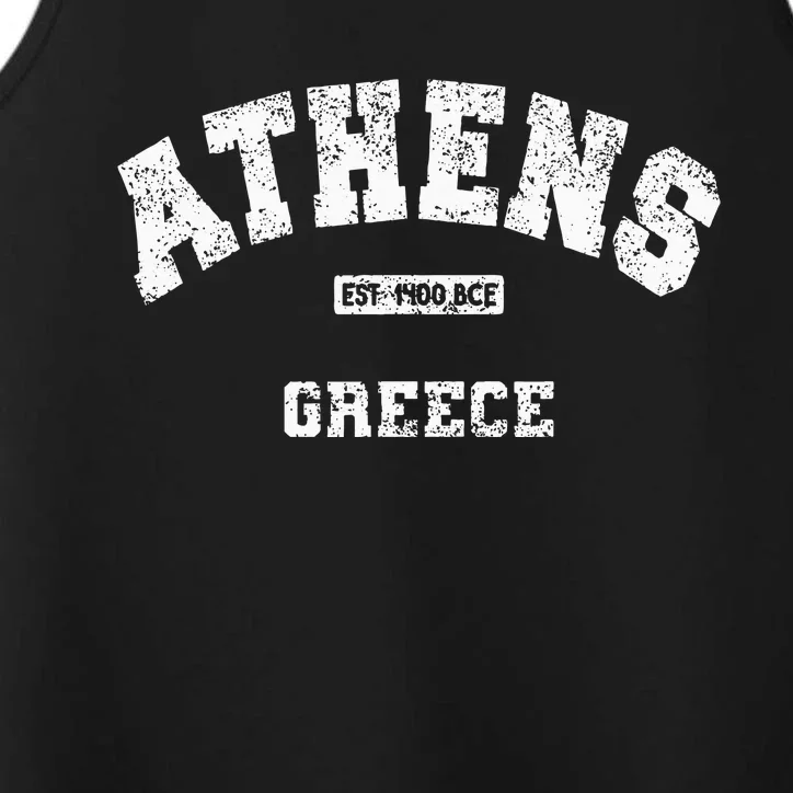 Athens Greece Est. 1400 Bce Athletic Style Distressed Performance Tank