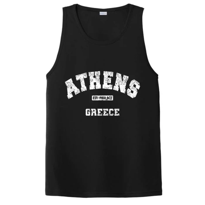 Athens Greece Est. 1400 Bce Athletic Style Distressed Performance Tank