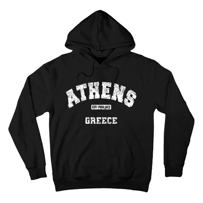 Athens Greece Est. 1400 Bce Athletic Style Distressed Tall Hoodie