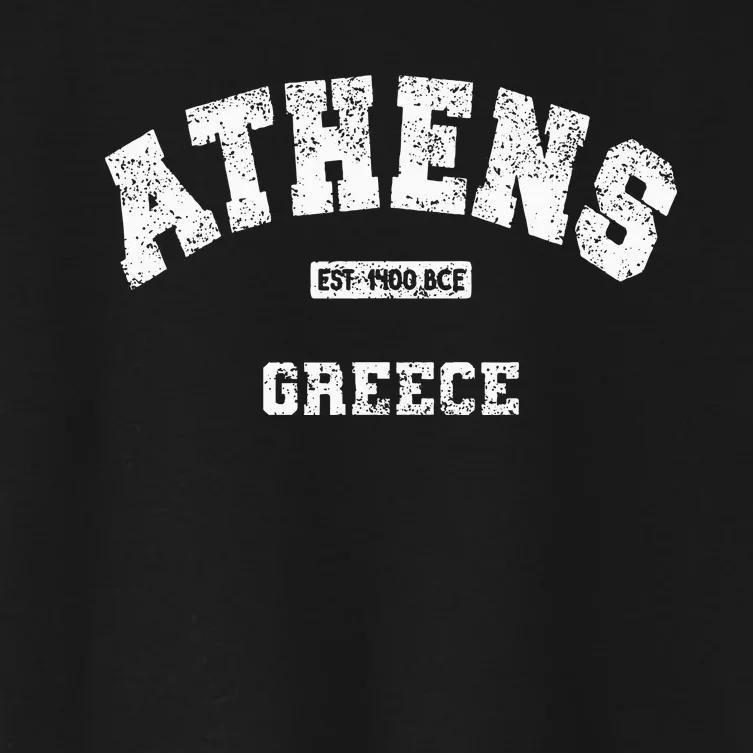 Athens Greece Est. 1400 Bce Athletic Style Distressed Women's Crop Top Tee