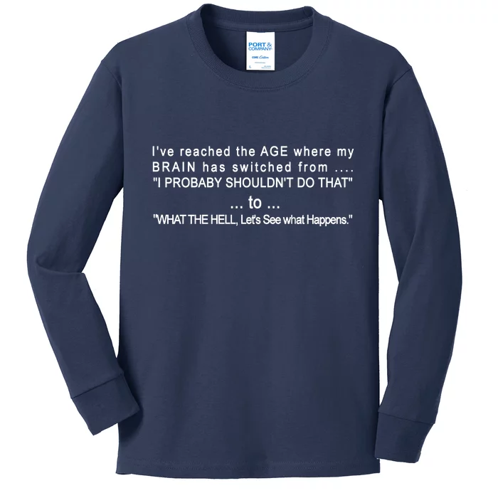 Aged Brain Funny Sarcastic Kids Long Sleeve Shirt