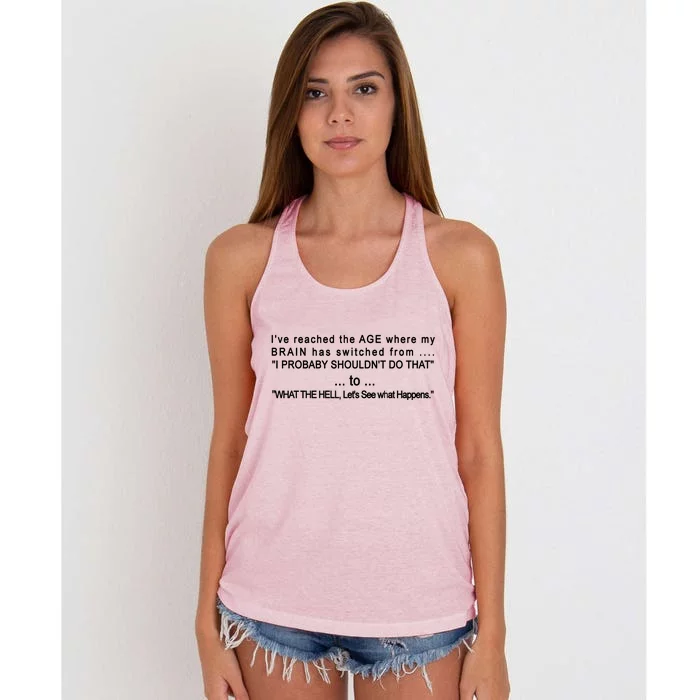 Aged Brain Funny Sarcastic Women's Knotted Racerback Tank