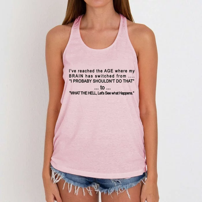 Aged Brain Funny Sarcastic Women's Knotted Racerback Tank