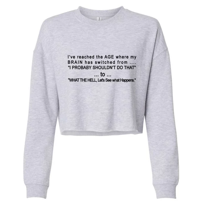 Aged Brain Funny Sarcastic Cropped Pullover Crew